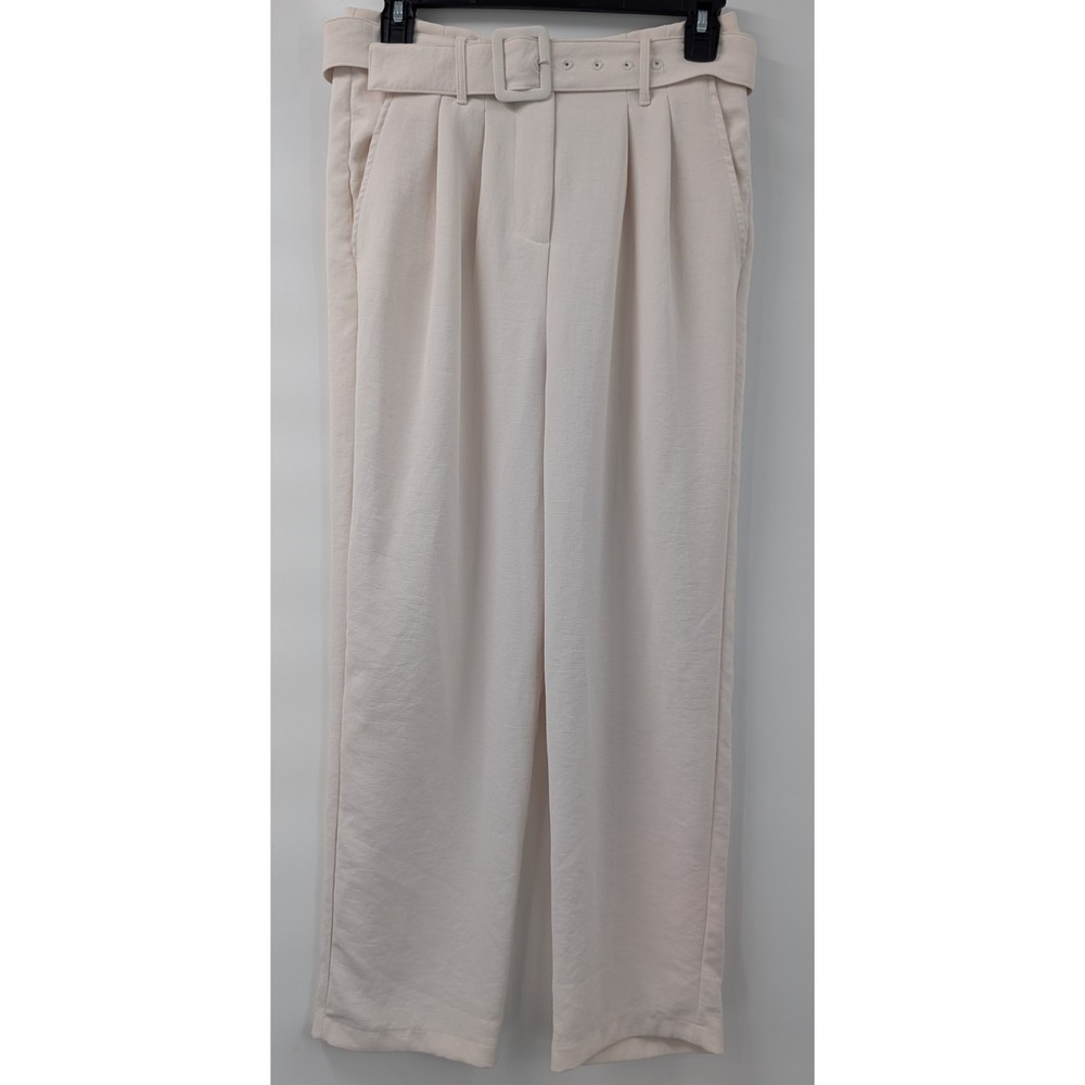 ASTR The Label Pants Women's size Small Belted Cropped Dress Pant‎ Cream - Picture 2 of 11